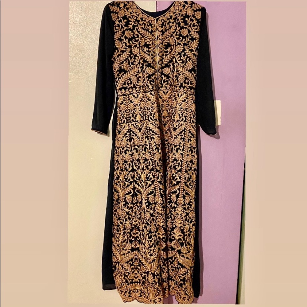 Georgette embroidered navy blue anarkali gown